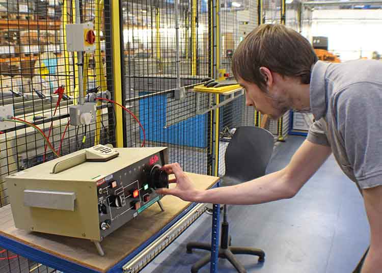 MK College Apprentice Jed Stainthorp working at MK-based British Approvals Service for Cables (BASEC)