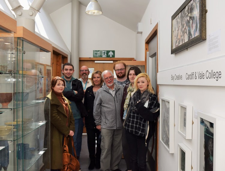 learners at Craft in the Bay with CAVC Course Director for Foundation Degree in Ceramics Billy Adams (far left) and Craft in the Bay General Manager Simon Burgess