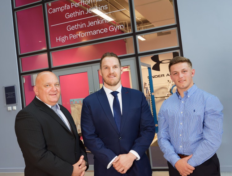 CAVC Director of Rugby Martyn Fowler, Gethin Jenkins and CAVC Rugby Academy Captain James Bartlett