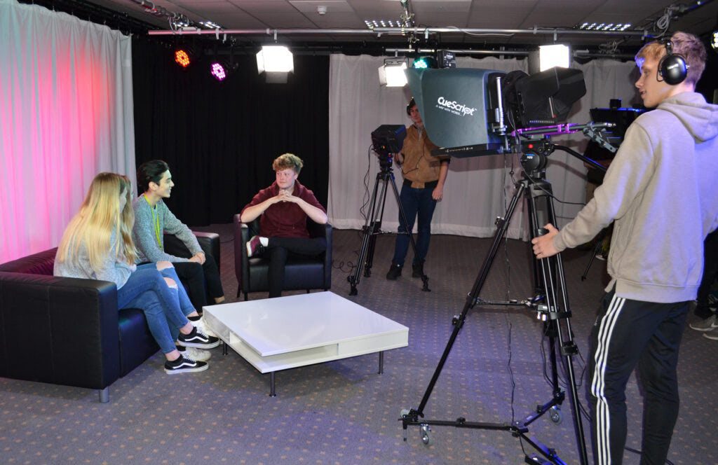 Media Students at Tresham College in their new state-of-the-art TV studio