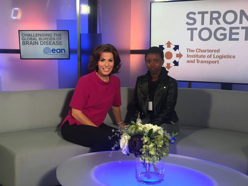 Natasha Kaplinsky with Tresham College Student Priscilla Khoza.