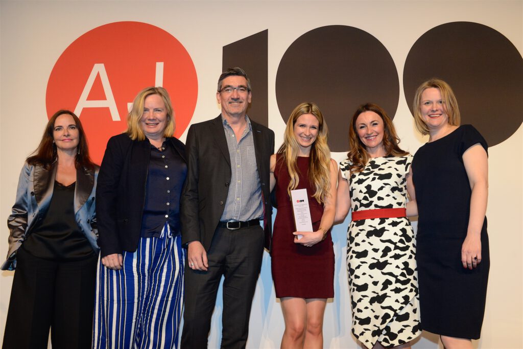 Judges (far left and far right), with (from second left): Karen Beaty-Pownall, architectural director at Ryder, Mark Carter of Ryder, Helen Whitfield of Ryder and Nadine Hudspeth of Gateshead College.