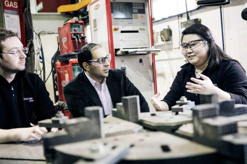 KTP associate Lydia Chan in a meeting with colleagues at Renown's manufacturing facility.