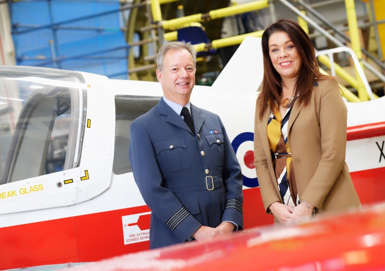 Wing Commander Steve Parkes and CAVC Deputy Principal Sharon James at the College’s International Centre for Aerospace training