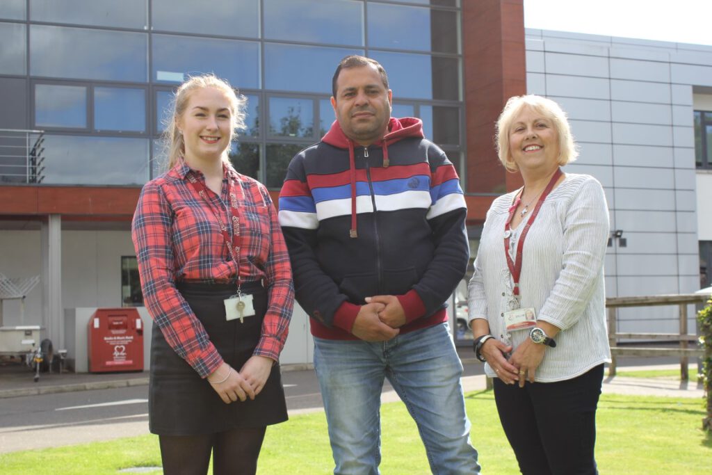Pictured (left to right) are Kirsten Nimmo (ESOL Lecturer, Borders College), Maher Maghrabi (ESOL student), and Ana Macedo-Brown (ESOL Lecturer, Borders College)