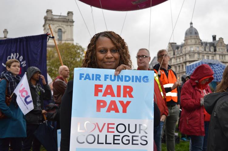 Barking & Dagenham College Principal, Yvonne Kelly, joined a national protest outside Parliament to demand fair funding for colleges