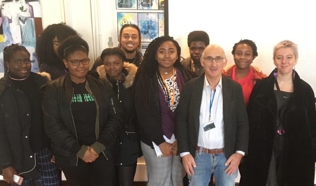 Distinguished film producer David Thompson, with Christ the King Sixth Form students