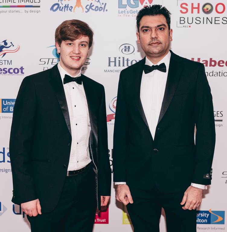 British Education Awards finalist Edward Flack (left) with his former college tutor Shafaat Shah who nominated Edward for the award