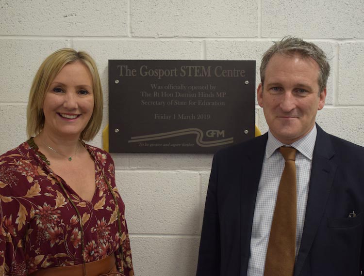 Caroline Dinenage, MP for Gosport, and the Secretary of State for Education, Damian Hinds