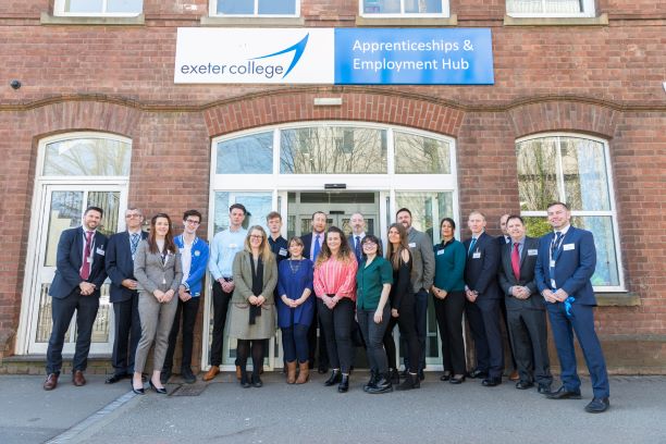 Exceptional Exeter Tops Apprenticeship Table - Bucking National Trend; pictured here is the official opening of the new Exeter College Apprenticeship and Employment Hub at, located in the heart of the city.