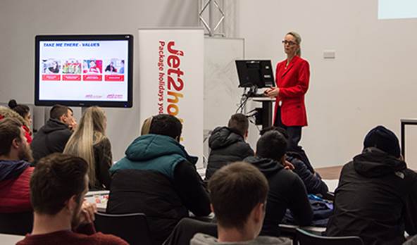 Amanda Kay from Jet2 and Bradford College students