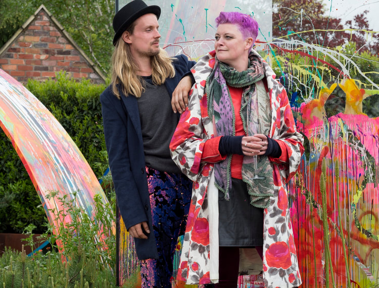 Sebastian Conrad and Kate Rees in their show garden at the RHS Malvern Spring Festival. Photo credit: Mimi Connolly, Member of the Garden Guild & Professional Garden Photographers Association