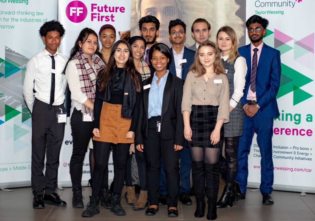 Young people attend the Taylor Wessing Future First insight day.