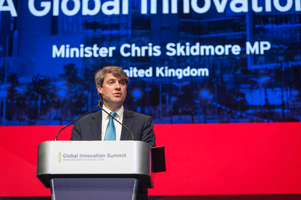 Science Minister Chris Skidmore speaking at the EUREKA Global Innovation Summit.