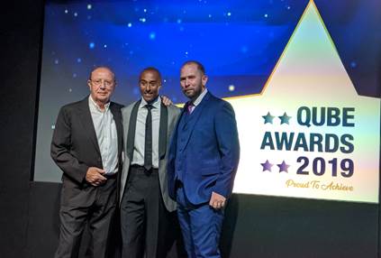 Gavin Whichello - Owner of Qube Learning, Olympian Colin Jackson CBE - host, Joe Crossley - CEO of Qube Learning