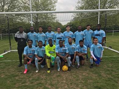Barking & Dagenham College’s Daggers Football Academy 2nd Team with Damilola Babalola (top left)
