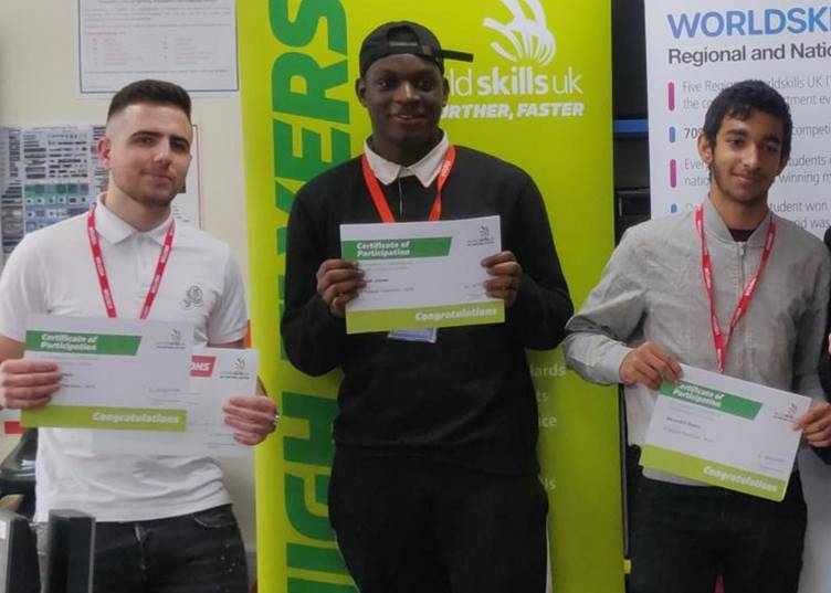 IT students who won the top three spots on the first round of WorldSkills competition l to r Shahin Kotarja – 2nd place, Josiah James – 3rd place and Alexsandru Stancu – 1st Place