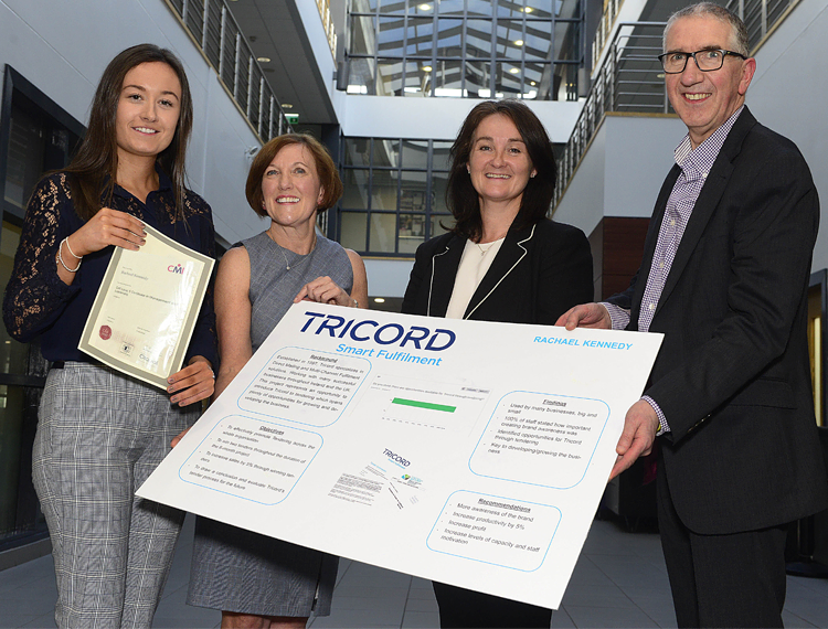 Rachael Kennedy, (left) from Comber, who has secured full time employment with Tricord following successful completion of SERC’s Entry to Management Programme with Beverley Harrison, Director of Further Education, Department for the Economy, Jenny McConnell, Deputy Head of School of Hospitality, Management, Tourism & Languages, SERC and John Rogers, Director of Tricord.