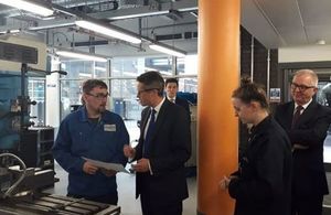 Education Secretary, Gavin Williamson at Dudley College of Technology