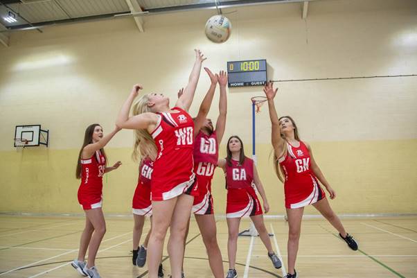 Barnsley Sports Academy students playing netball