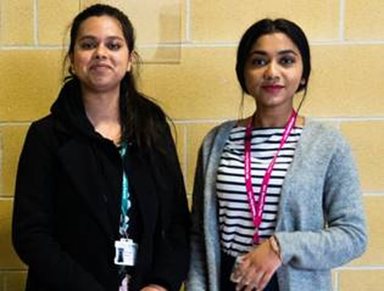 Anjum Ridita, 20 and Hasnahena Hossain 21, both from Dagenham who sold cupcakes for charity during Global Entrepreneurship Week 2019