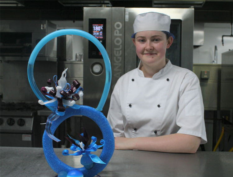 South Eastern Regional College student Katie Graham (from Dromara) NVQ Level 3 Professional Cookery, Patisserie and Confectionery, who was recognised with a Bronze award at the WorldSkills Competition held in Birmingham