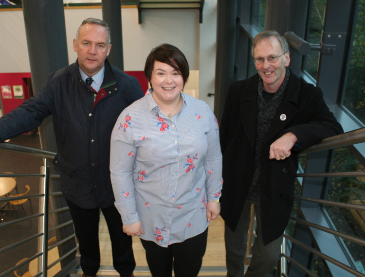 (L-R) James Bingham, PCSP, Catherine Shipman, SERC and Colin Robinson, ASCERT launch a new project on drugs and alcohol awareness for students in South Eastern Regional College’s Lisburn Campus.