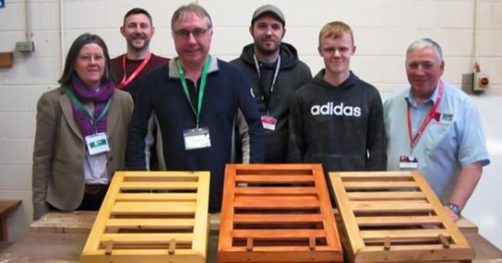Alison Wilding (Talking Newspapers), David Rimmer (Painting & Decorating Lecturer), Steve Lunt (Talking Newspapers) Matthew Smith & Kyle Kirkham (students), George Stewart (Carpentry & Joinery Lecturer)