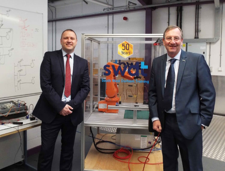 Stuart Johnson, CEO of South West Durham Training, is pictured with Paul Howell MP.