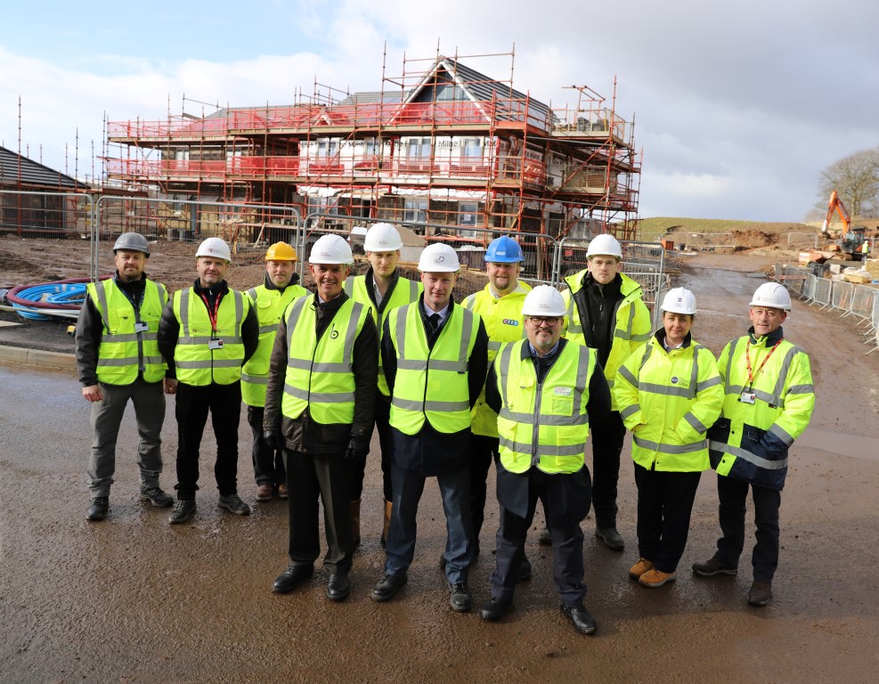 Current construction assessors pictured with key representatives from ESP and CITB at a Taylor Wimpey Site in Cambuslang
