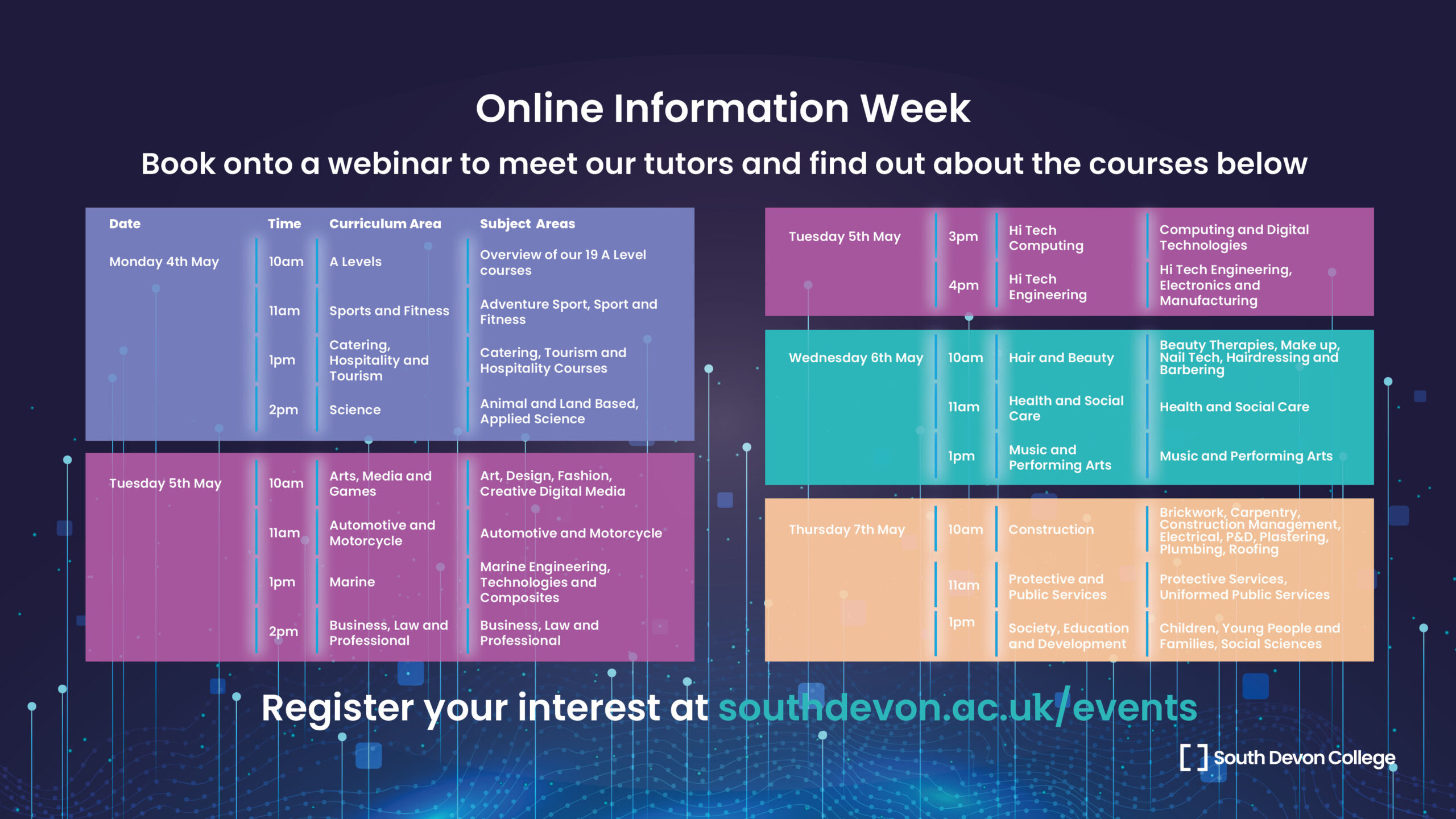 Webinar Online Information Week Schedule 1920x1080