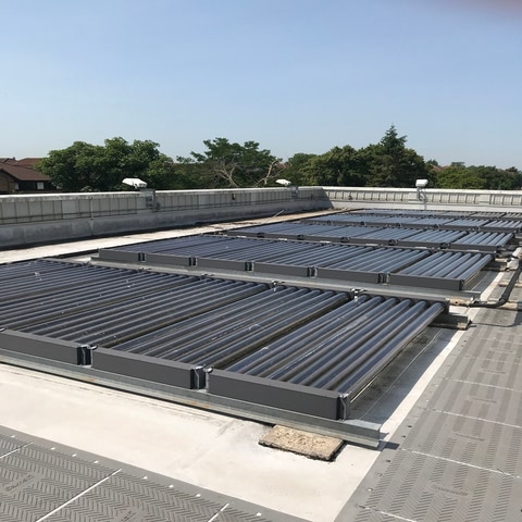 Solar thermal install on a roof