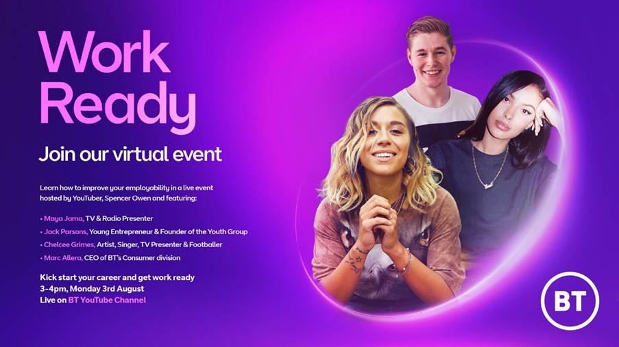 Jackson Parsons, Maya Jama, Spencer Owen and Chlecee Grimes join BT Work Ready Live event to help young job seekers