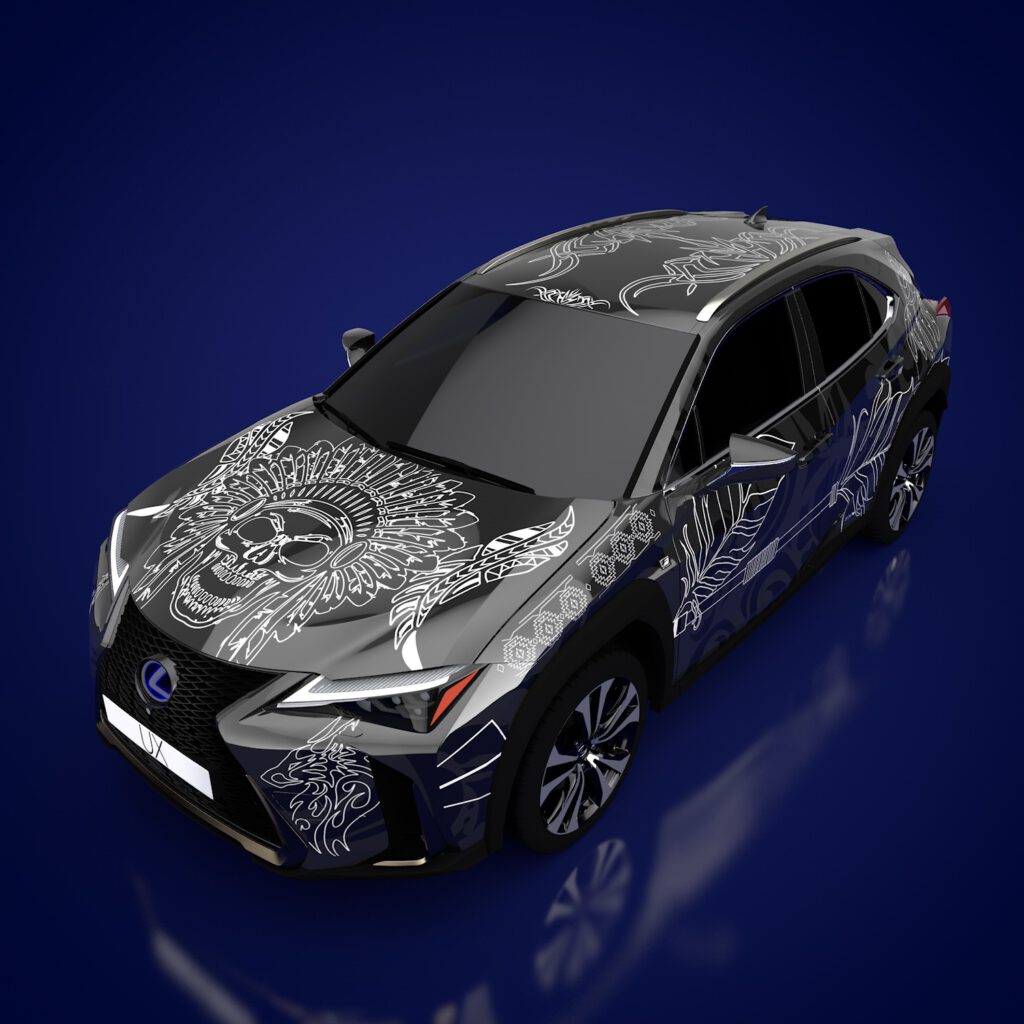 Tattooed Lexus car