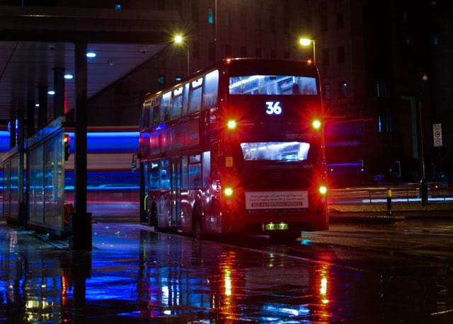 London Bus in the rain