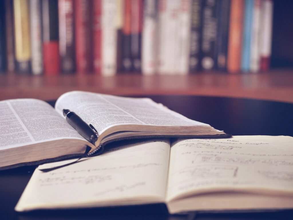 Books on a table