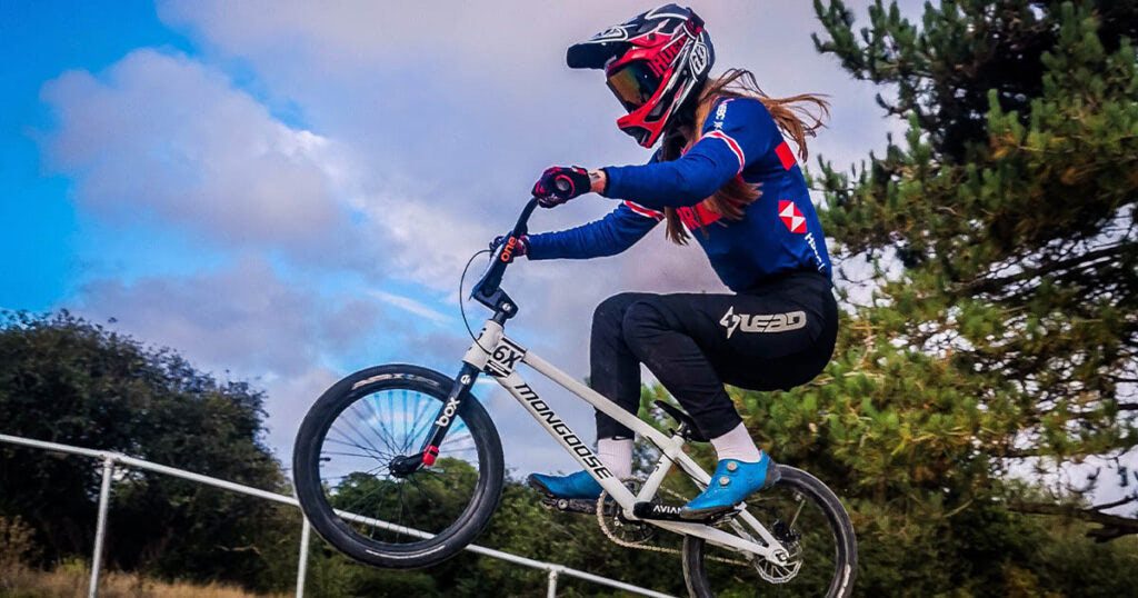 Aimee Bancroft on her BMX