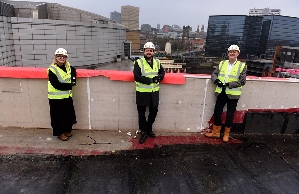 Principal of The Manchester College Lisa O'Loughlin, Jason Manford and LTE Group CEO John Thornhill