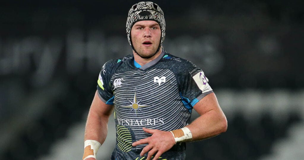 In Action for the Ospreys, former Brecon Beacons College student Dan Lydiate who contributed to the book. Pic supplied by Huw Evans Picture Agency.