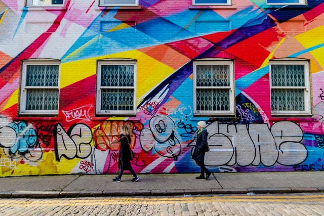 Young people walking in Bricklane