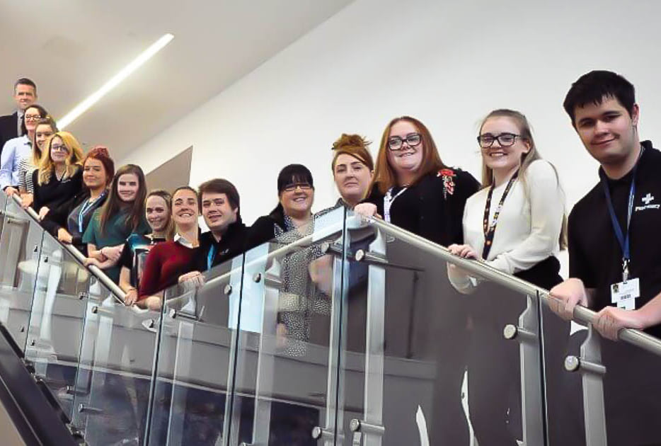students on the stairs