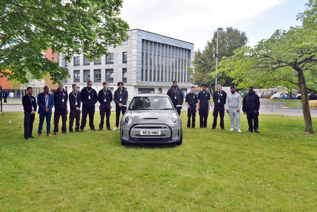 students with an electric mini
