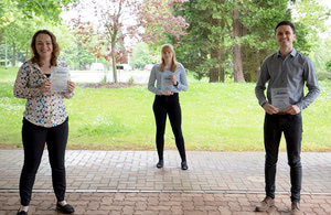 UKAEA's apprenticeship award winners, Barry (right) with Amy Jordan of the UKAEA Early Careers team (left) and Rosie Lay (centre).