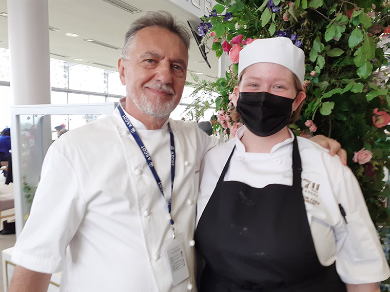 Raymond Blanc OBE with Professional Culinary Arts student Emma