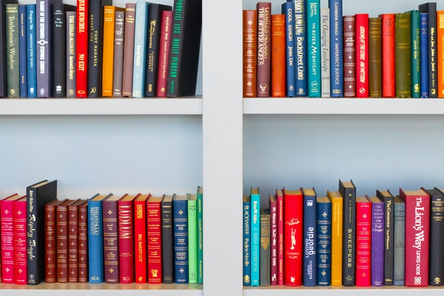 Library books on a shelf