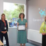 From left, Nicky Henderson, Senior Enterprise Co-ordinator at Heart of the South West Careers Hub; Careers Coordinator, Sarah Sinclair; Principal and Chief Executive, Jackie Grubb