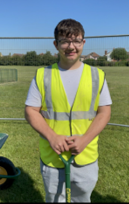 Barking & Dagenham College bricklaying student Dean Foot at Park Lane Recreational Ground.