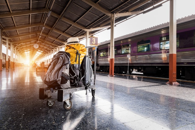 Cases on an empty platform