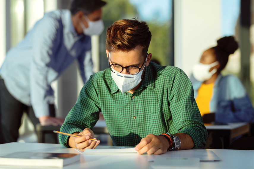 Student in a mask