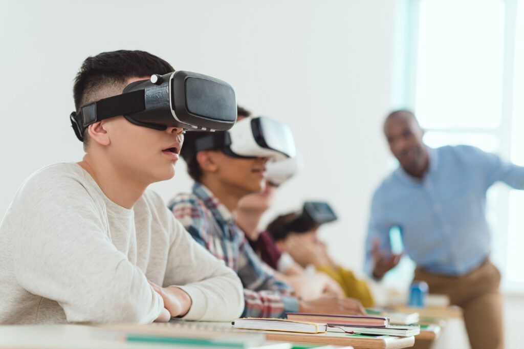 students wearing VR Headsets